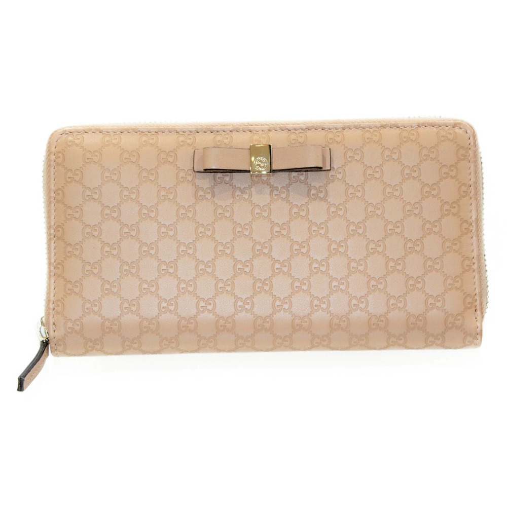 Gucci Zip Around Wallet Round Zipper Long Guccissima Rion Leather Beige